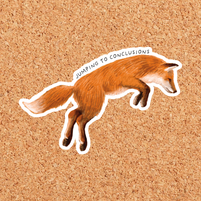 Jumping to Conclusions Fox Vinyl Sticker: With Backer Card