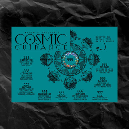 "COSMIC GUIDANCE" Scratch Off Angel Number Novelty Card: BRIGHTS/NEON