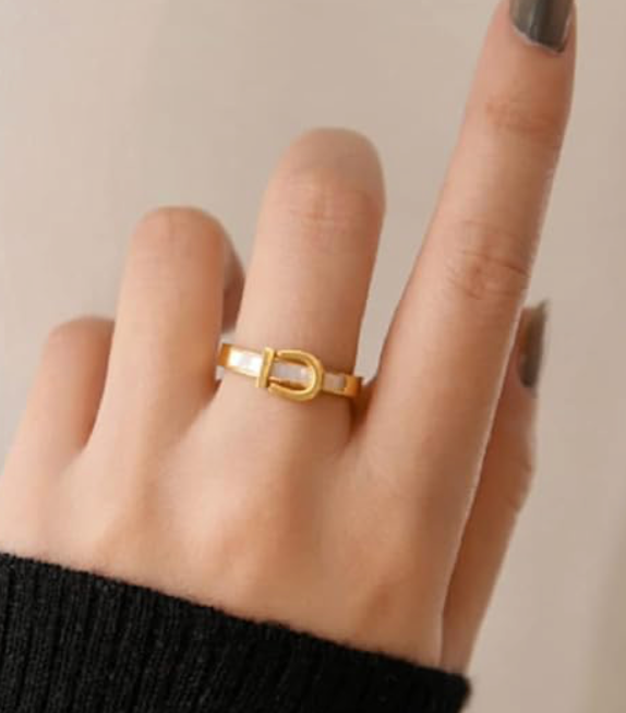 Buckle UP- Stainless Steel Saddle Up Belt Ring- 14K Gold: 8