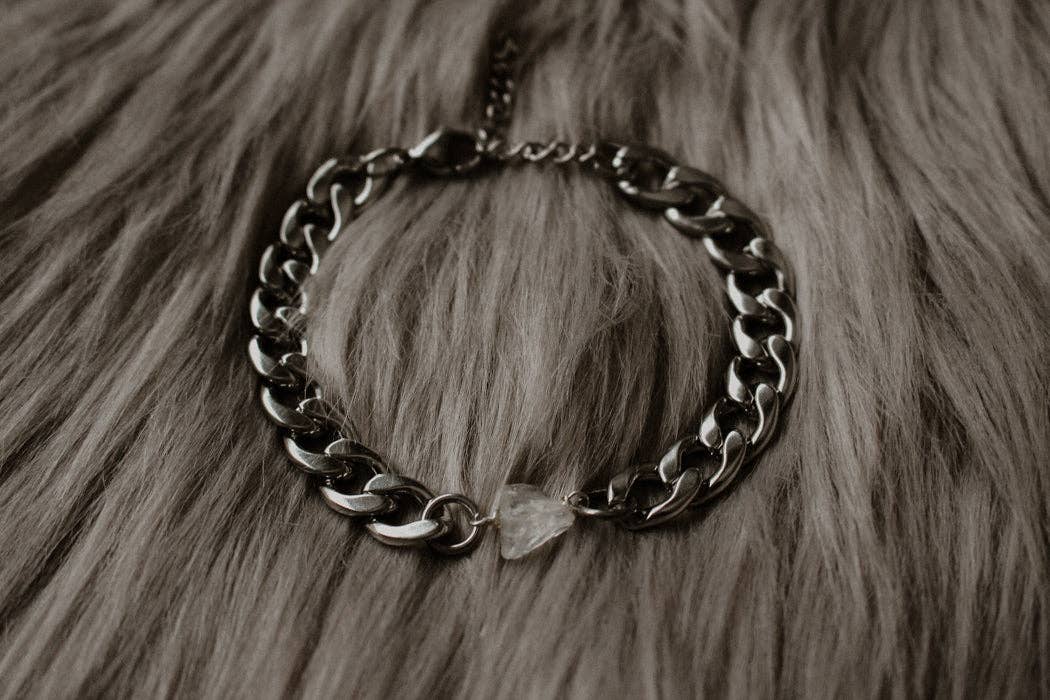 Clear Quartz Magician Bracelet – Raw Crystal & Chunky Chain