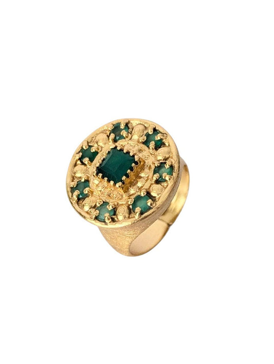 RENAISSANCE Ring Green Onyx: Garnet