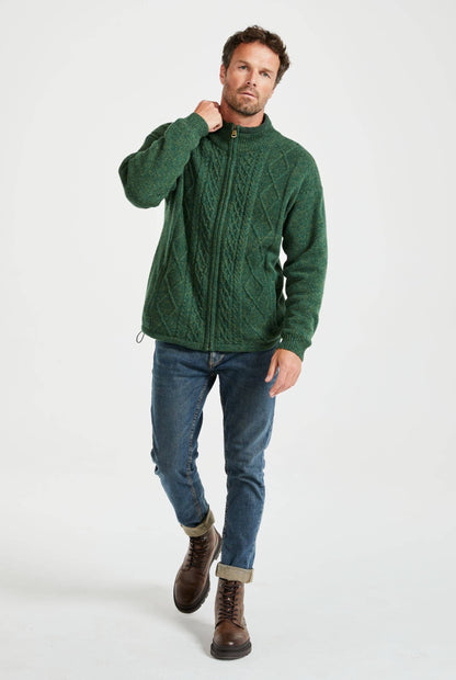 Farmleigh Lined Wool Mens Cardigan - Green: L