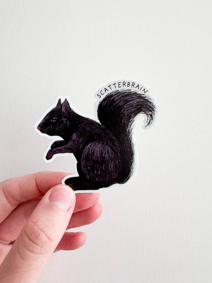 Scatterbrain Squirrel Vinyl Sticker: With Backer Card