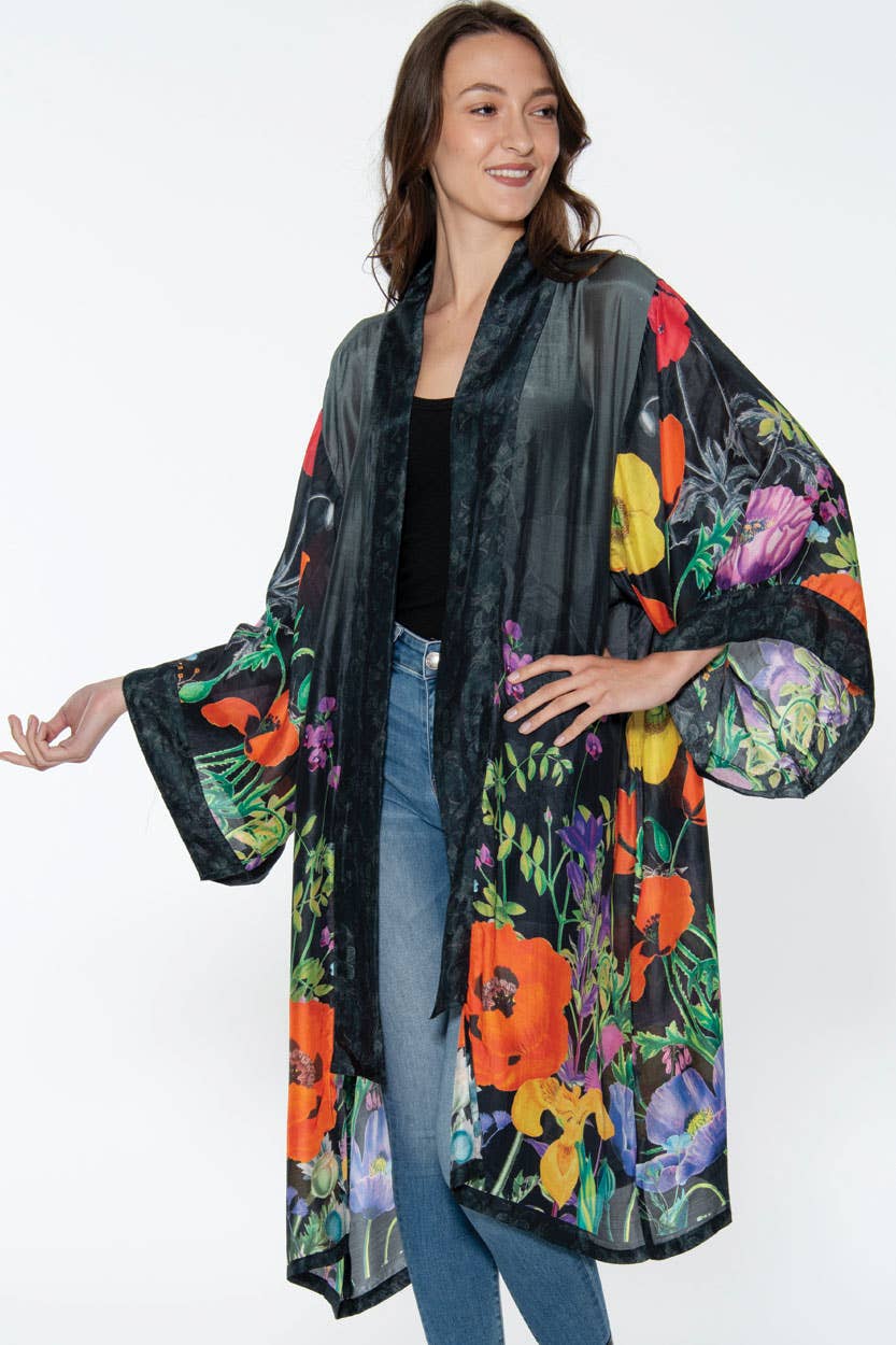 Mitali Kimonos: Black Multi Floral