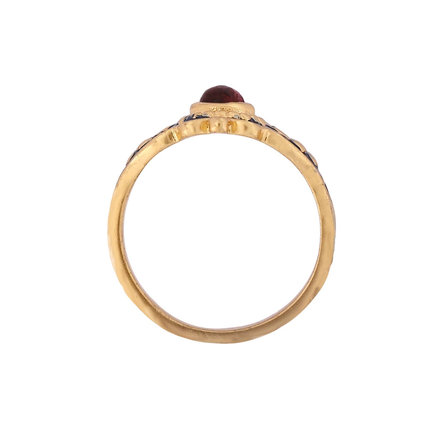 Pink Tourmaline Gold Plated Enamel Ring