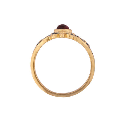 Pink Tourmaline Gold Plated Enamel Ring