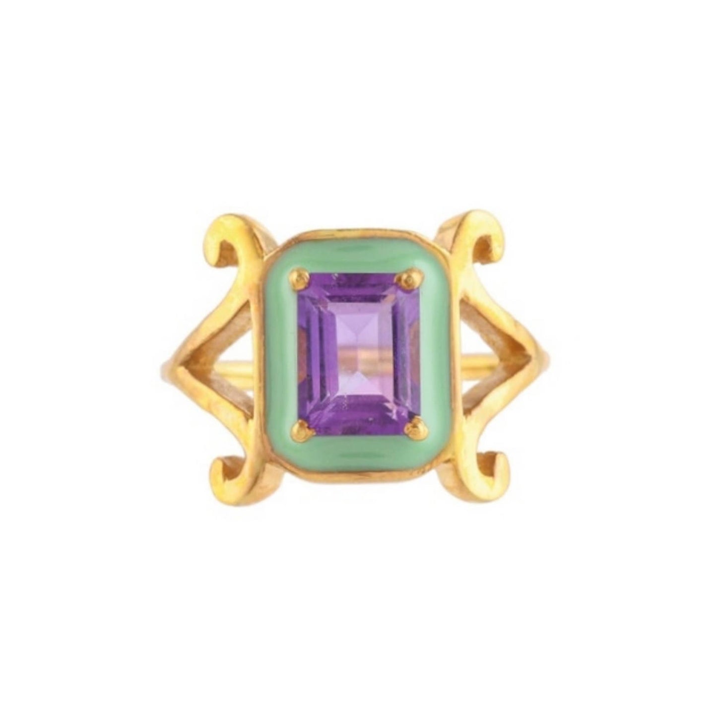 Amethyst Gold Plated Enamel Ring