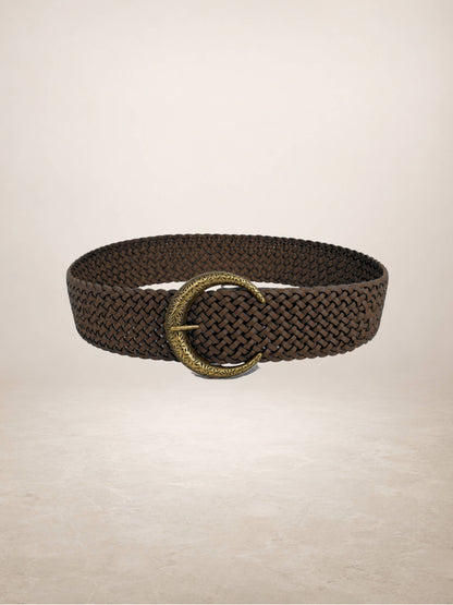 LIMIA - Leather belt: Brown coffee / + 100 cm