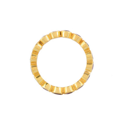 Pink Tourmaline Ruby Gold Plated Band Ring