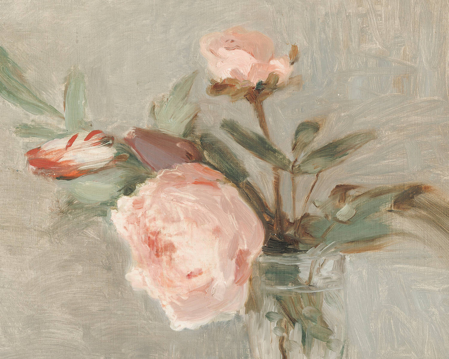 Peonies Antique Vintage Art Print: 8x10in