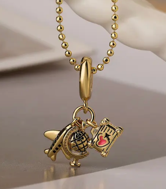 Charm Necklace - Travel Talisman Stainless Steel Necklace: Passport