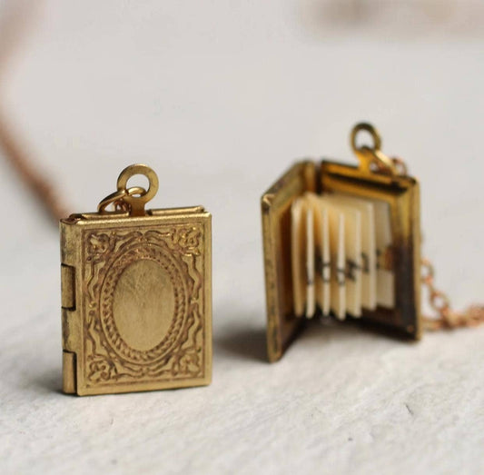 Personalised Engraved Book Locket: Blank Paper Message