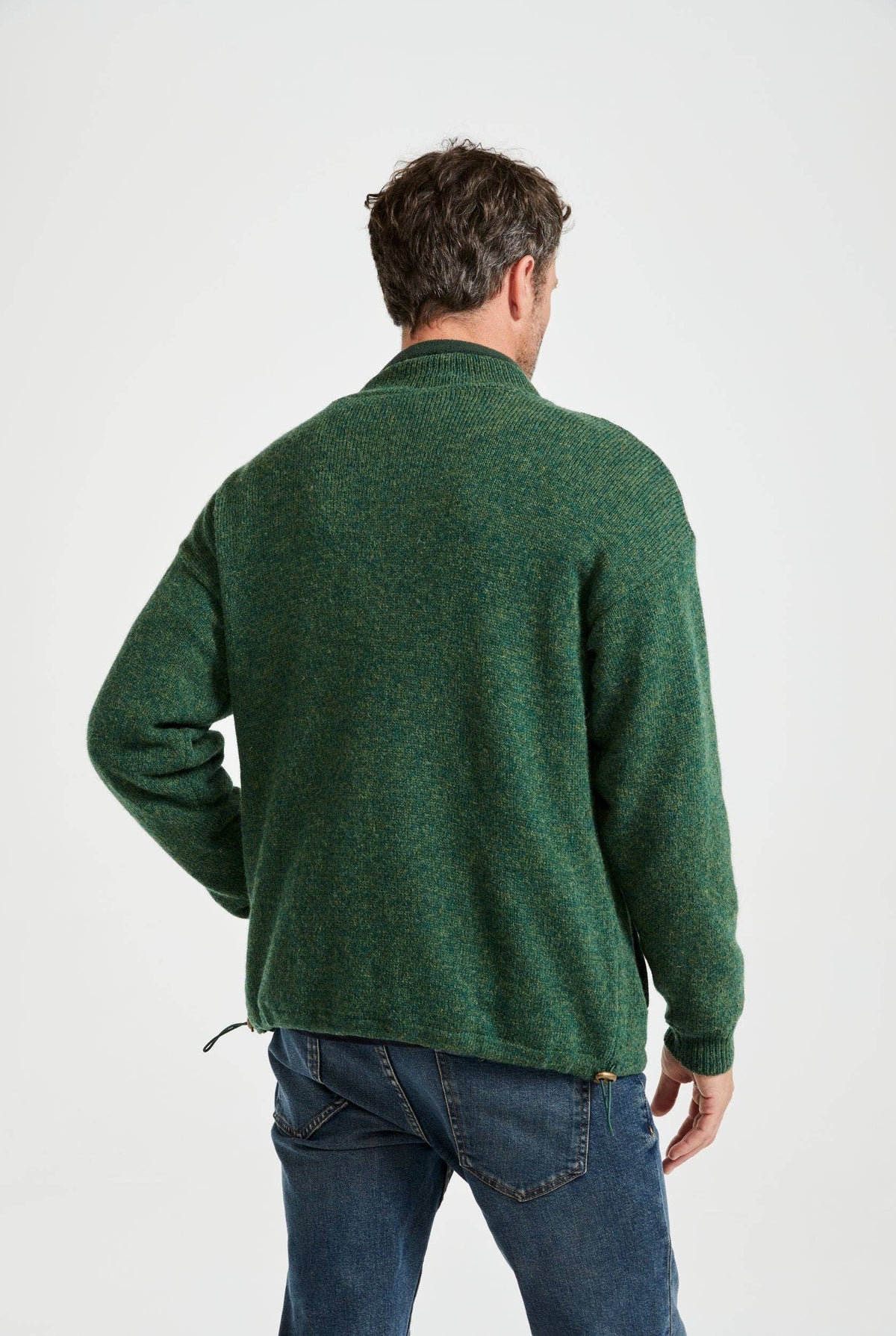 Farmleigh Lined Wool Mens Cardigan - Green: L