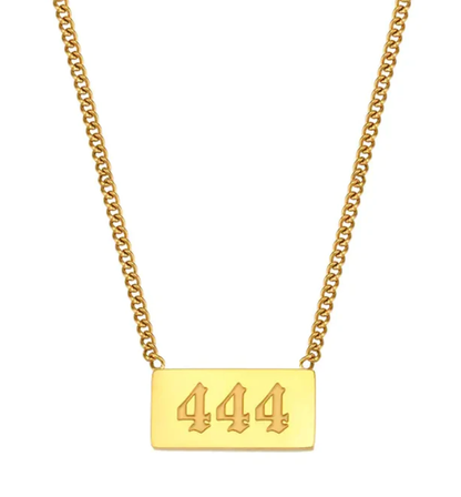 444 Angel Number Talisman Layering Necklace waterproof: 444