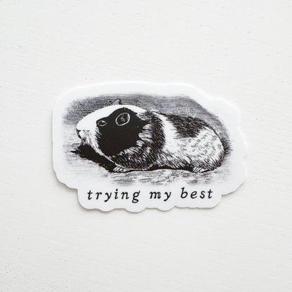 Trying My Best Guinea Pig Vinyl Sticker