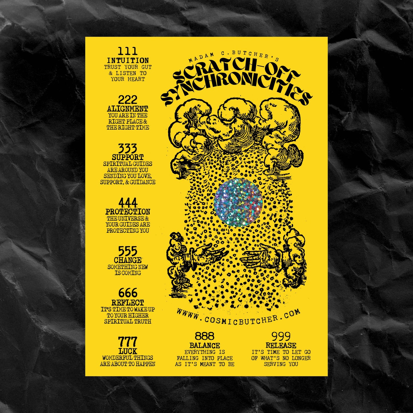 "SYNCHRONICITIES" Scratch Off Angel Number Affirmation Card: BRIGHTS/NEON