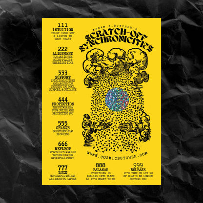 "SYNCHRONICITIES" Scratch Off Angel Number Affirmation Card: BRIGHTS/NEON