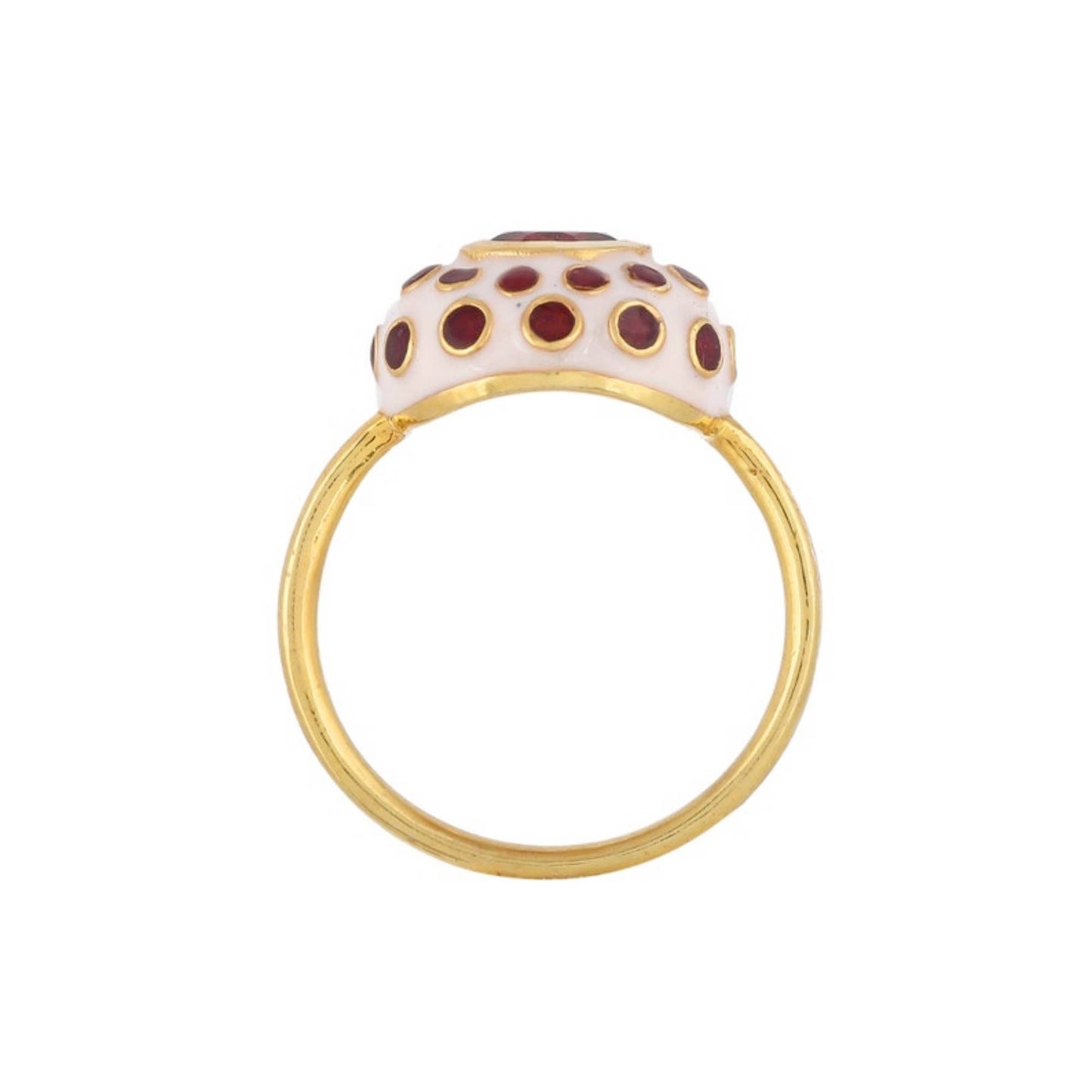 Garnet Gold Plated Polka Dot Enamel Ring