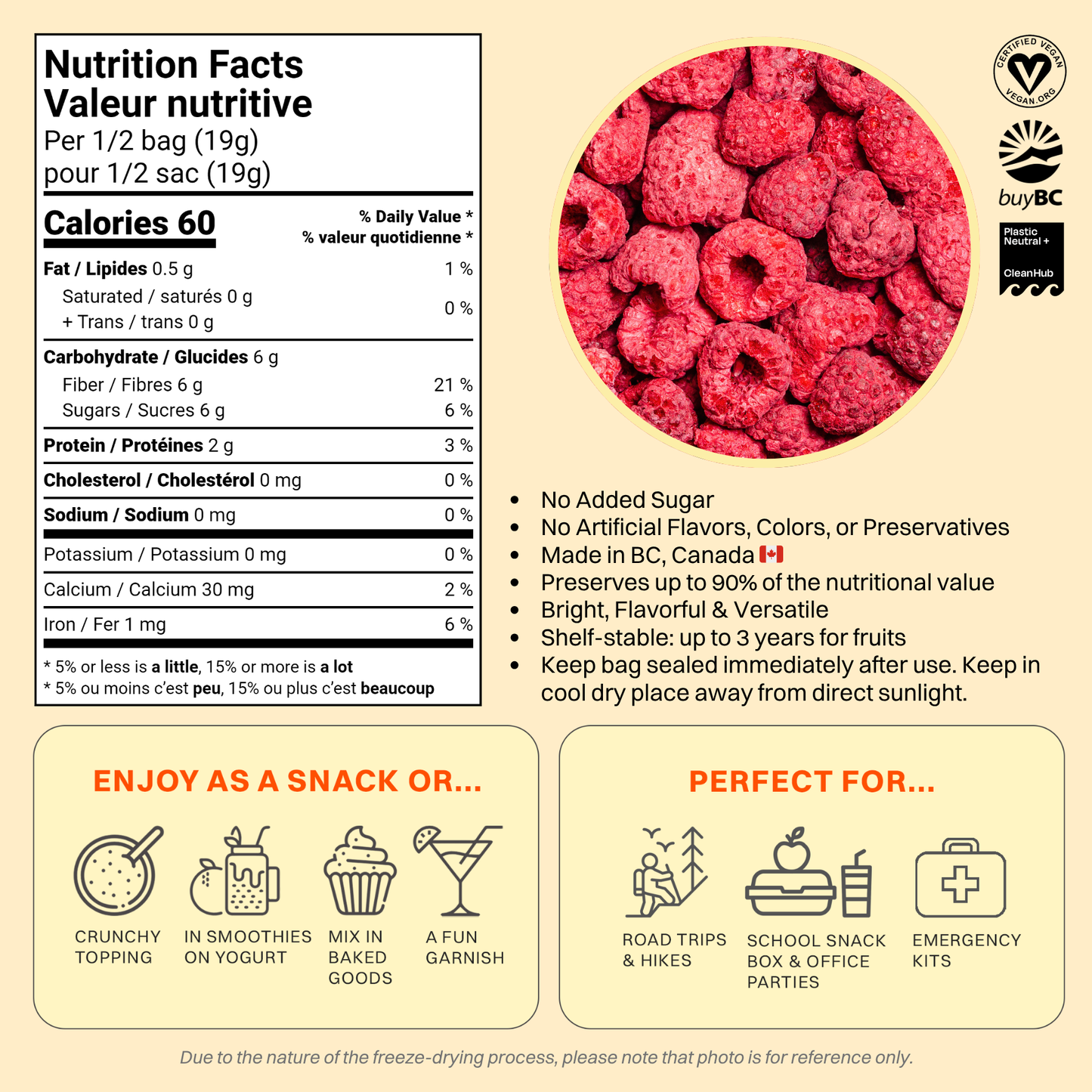 Freeze-Dried Raspberries (Whole)