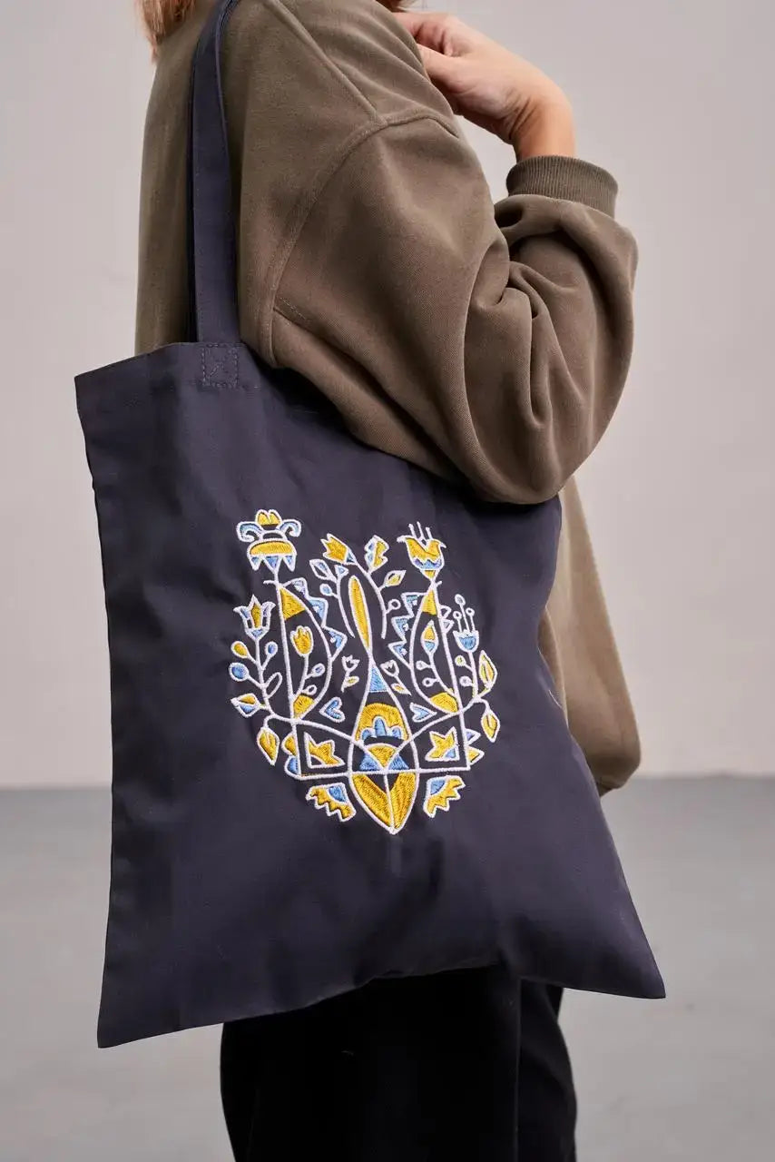Cotton Embroidered Eco Shoulder Shopping Bag  - Emblem