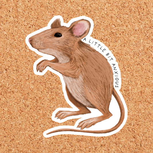 A Little Bit Anxious Mouse Overthinker Vinyl Sticker: With Backer Card