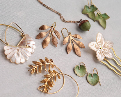 Gold Rosemary Branch Necklace: 22" in Gift Box