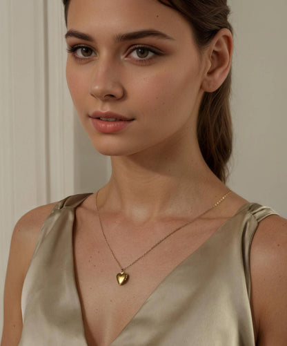 Tiny Heart Locket Necklace - Forget-Me-Not