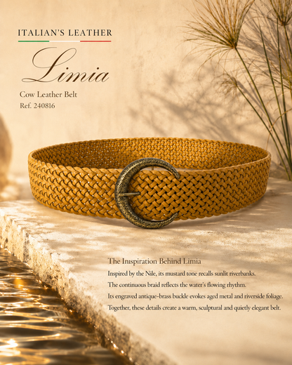 LIMIA - Leather belt: Mustard / + 100 cm
