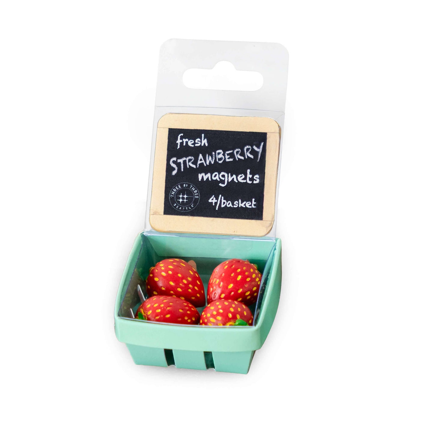 Colorful STRAWBERRY magnets ICONIC packaging s/4