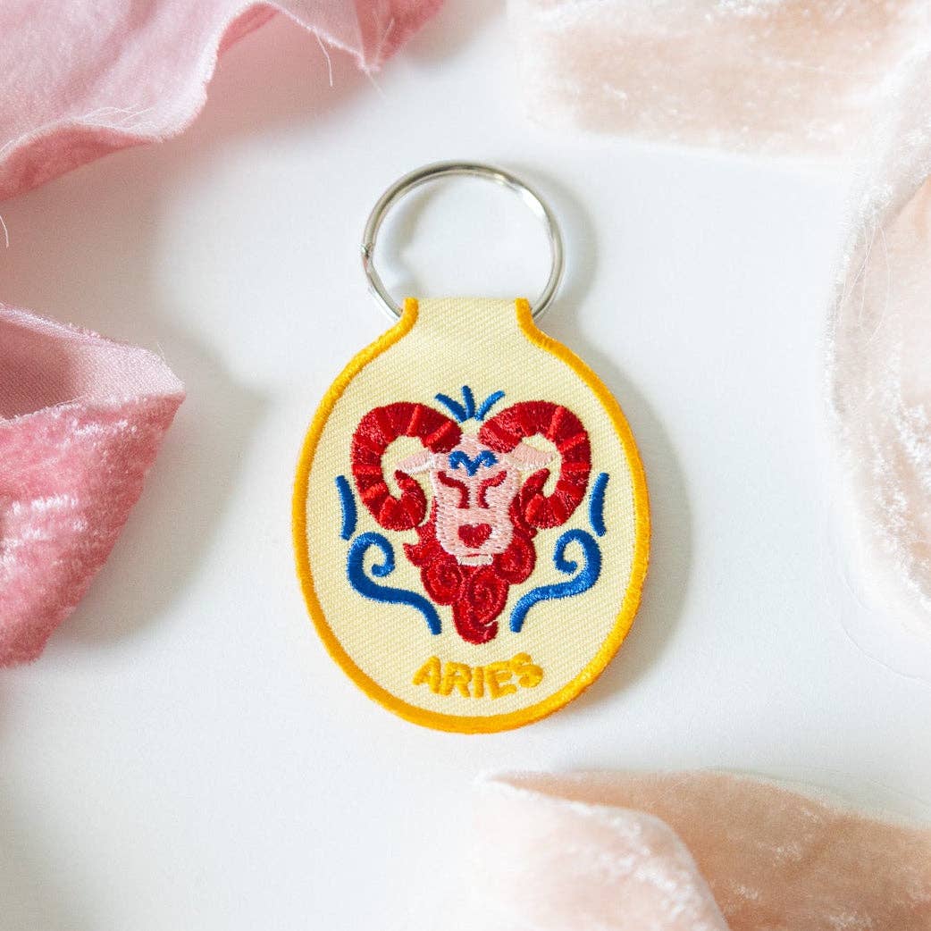 Aries Embroidered Keychain