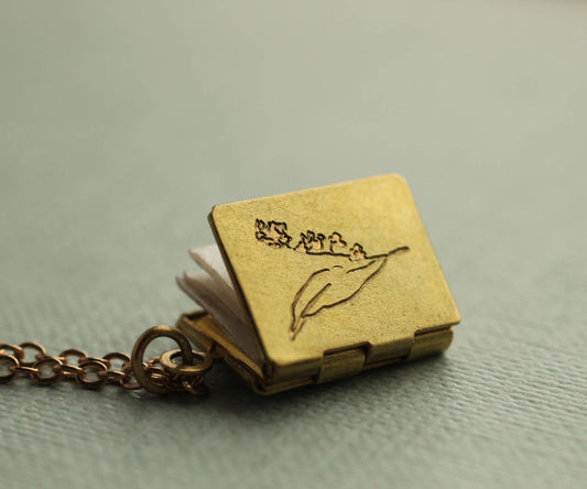 Engraved Wildflower Book Locket: Blank Paper Message / 20 / Standard Motif - Lily of the Valley