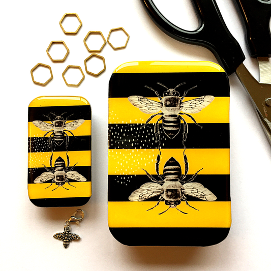 Large Bee Tin, Bee Notions Tin