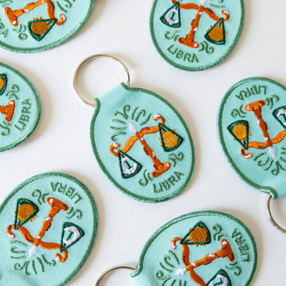 Libra Embroidered Keychain