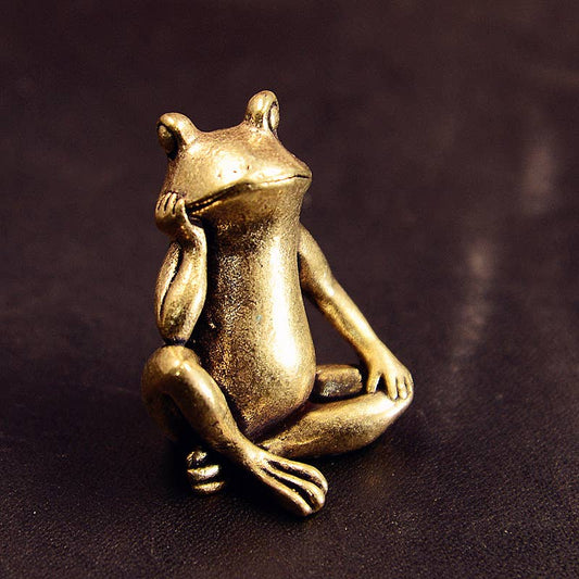 Brass Frog Figurine with Creative Thinking Miniature Model