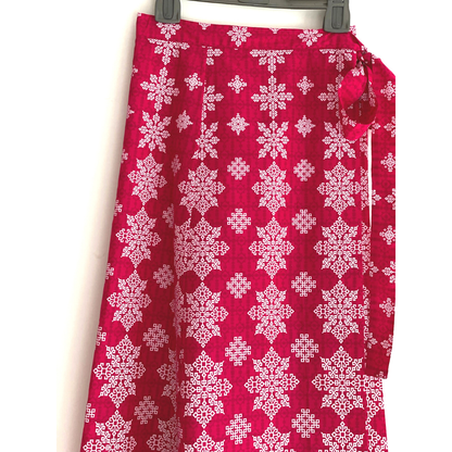 Wrap Skirt - Boho Gypsy Skirt - Bright Pink + White border: 36