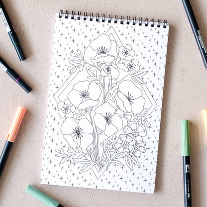 Wildflowers Premium Coloring Book