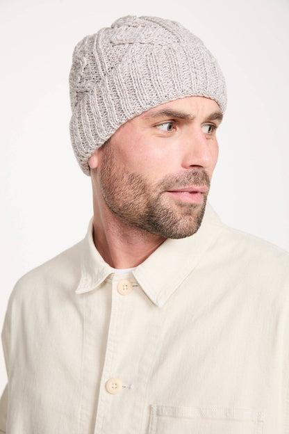 Mulranny Aran Diamond Stitch Hat -  Oat: One Size