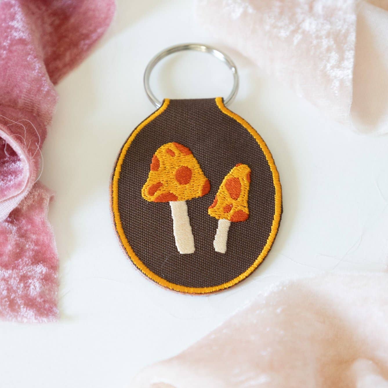 Mushroom Embroidered Keychain