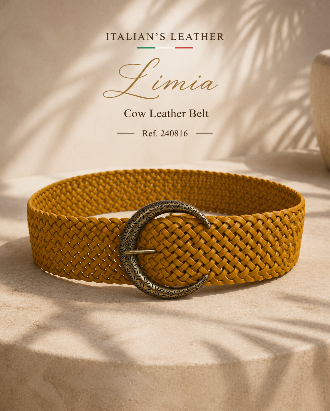 LIMIA - Leather belt: Camel / + 100 cm