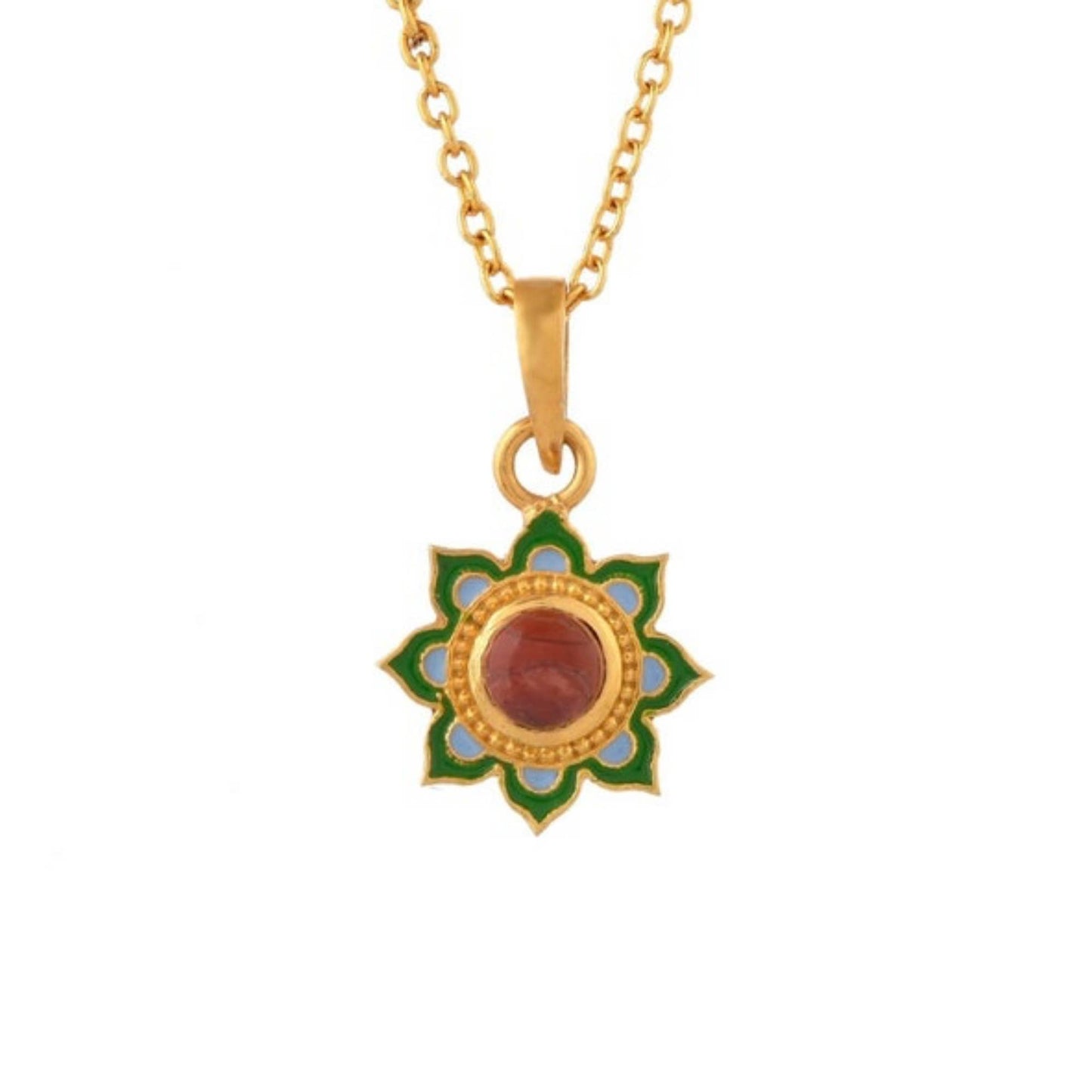 Carnelian Gold Plated Enamel Necklace
