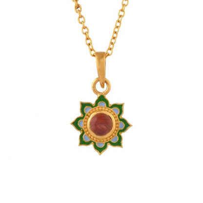 Carnelian Gold Plated Enamel Necklace