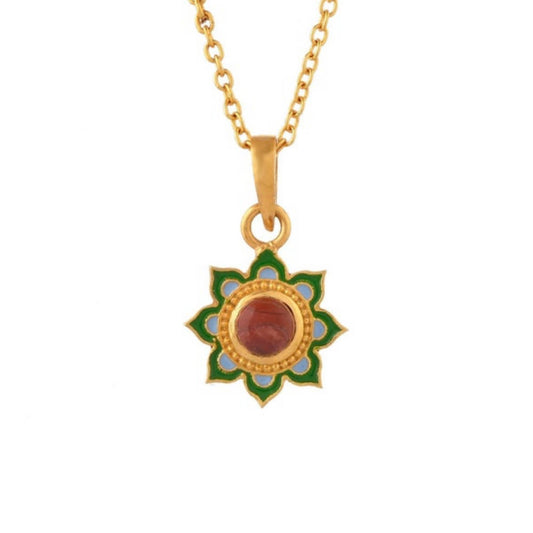Carnelian Gold Plated Enamel Necklace