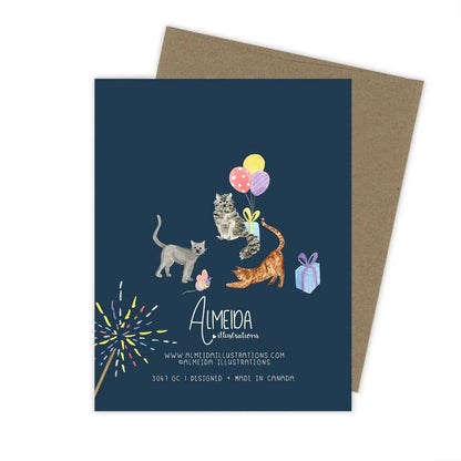Party Cat Cake Birthday Card: Kraft