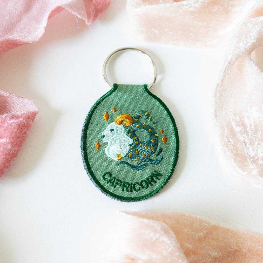 Capricorn Embroidered Keychain