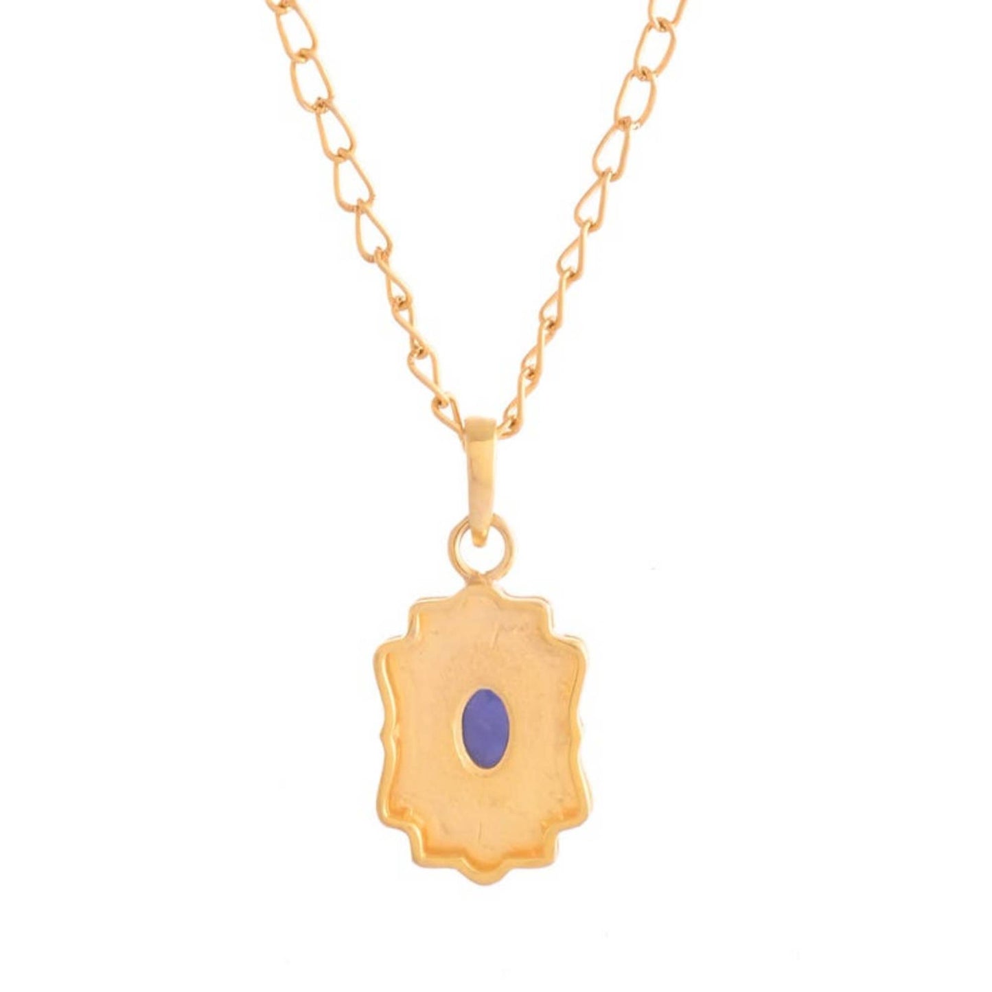 Blue Sapphire Gold Plated Enamel Necklace