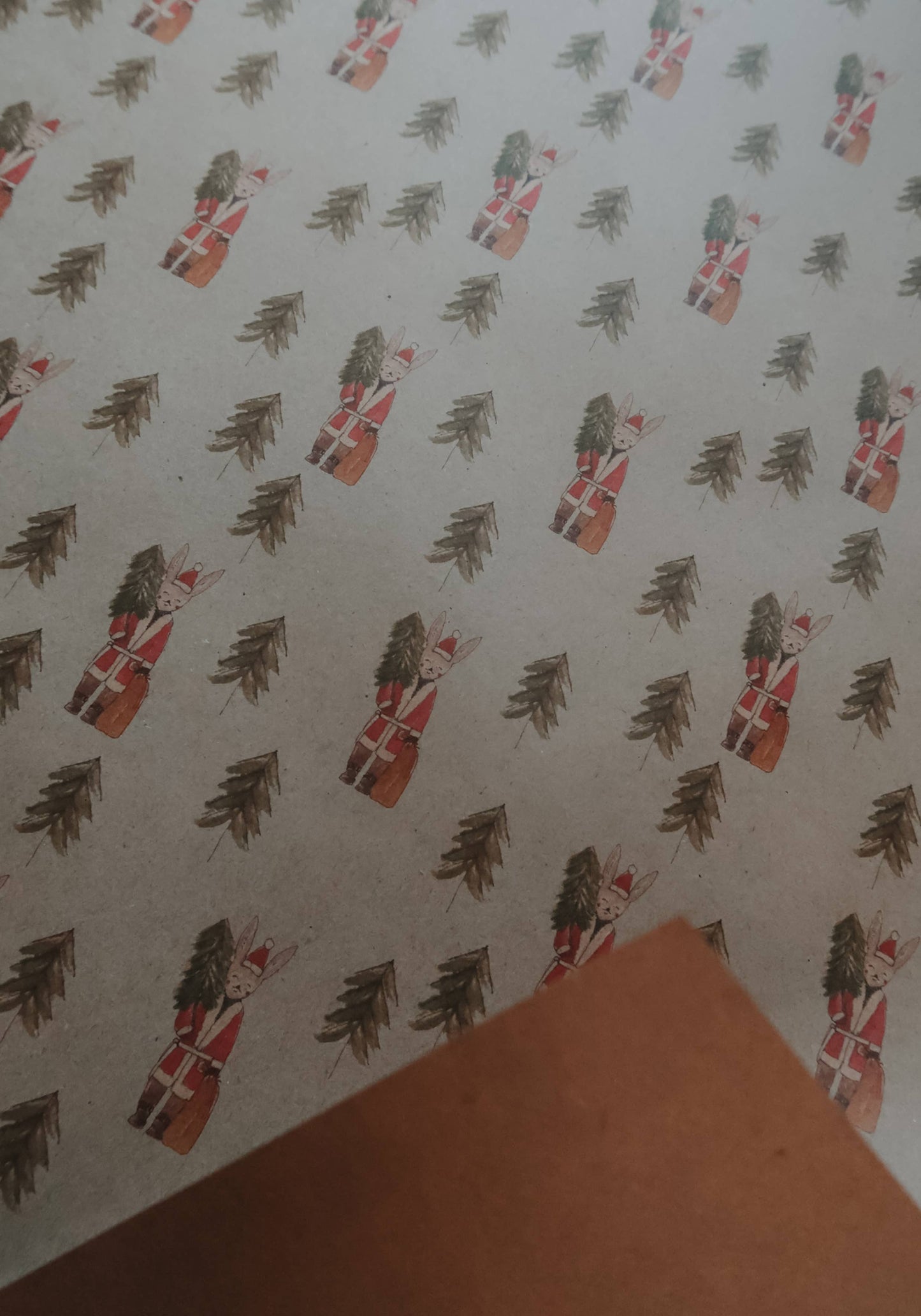 Bunny with tree Kraft Wrapping Paper