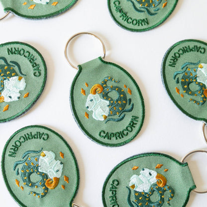 Capricorn Embroidered Keychain