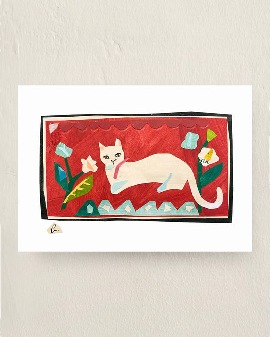 Folk Kitty giclée art print
