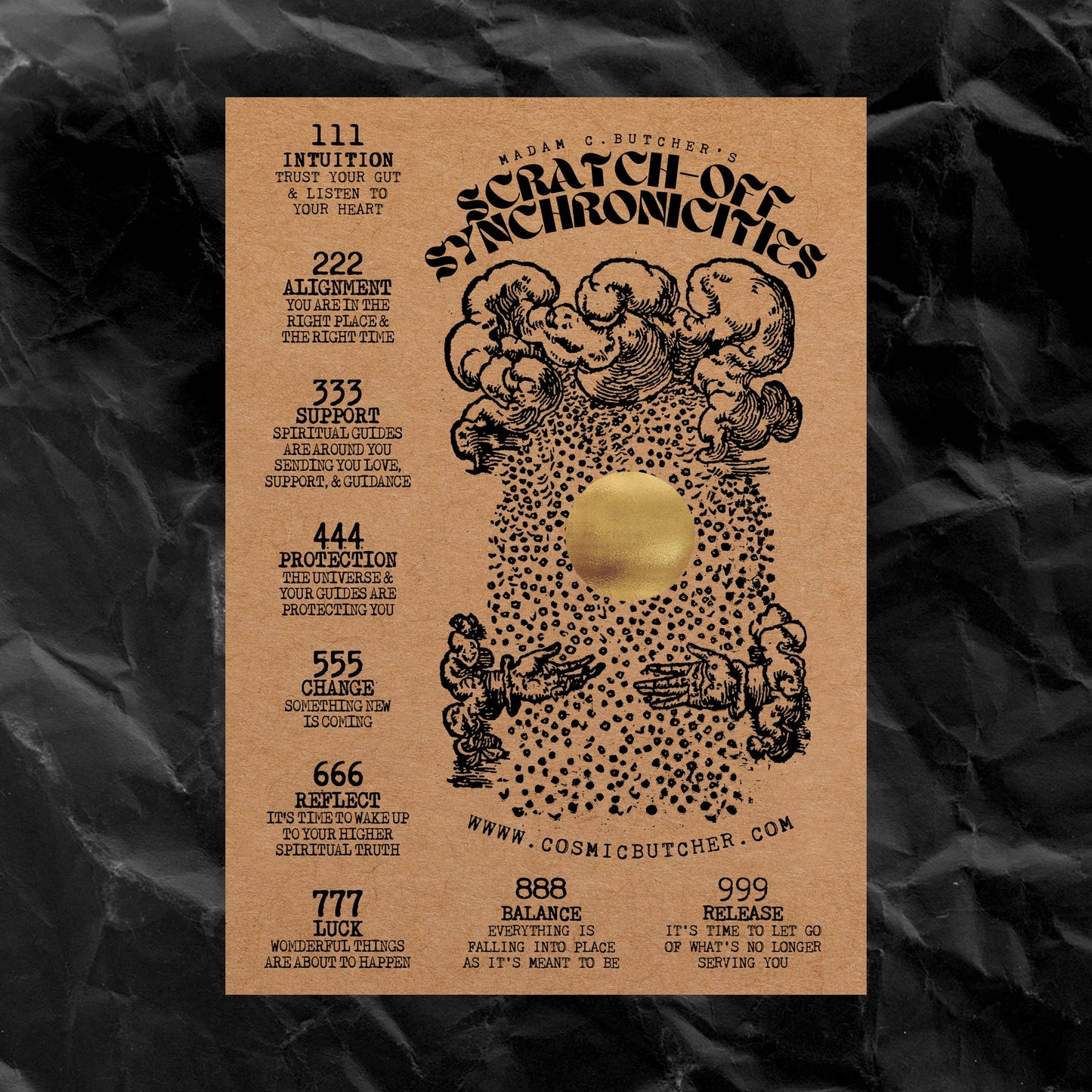 "SYNCHRONICITIES" Scratch Off Angel Number Affirmation Card: BRIGHTS/NEON