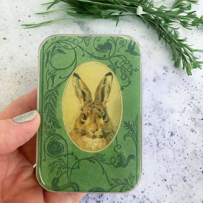 Large Bunny notions tin, stitch marker tin